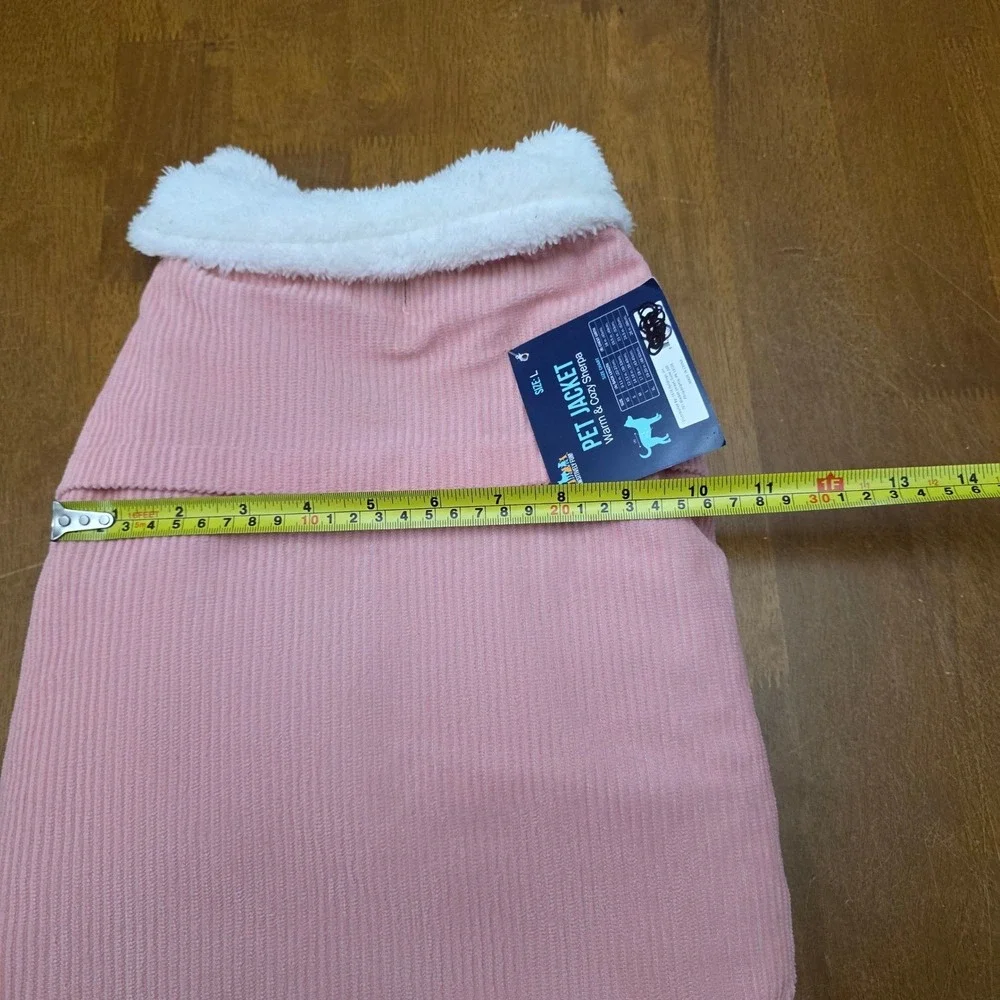 Pawsitively Fun Pink‎ Corduroy Sherpa Lined Pet Dog Jacket Warm Cozy Size L